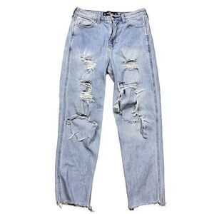 Hollister Women's Ultra High-Rise Mom Jeans Size 29 Distressed Light Wash